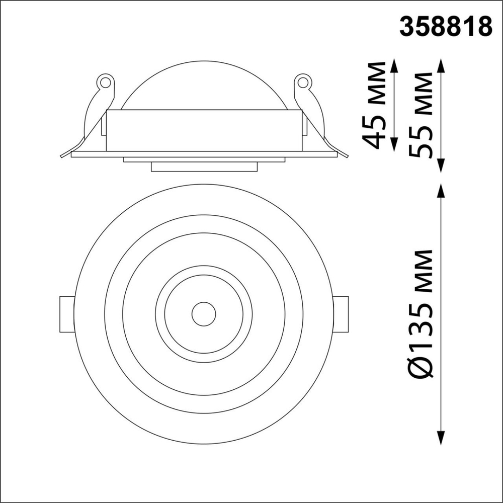 358818 SPOT NT21 466 черный Светильник встраиваемый светодиодный IP20 LED 18W 1600Лм 4000K 220V GESSO