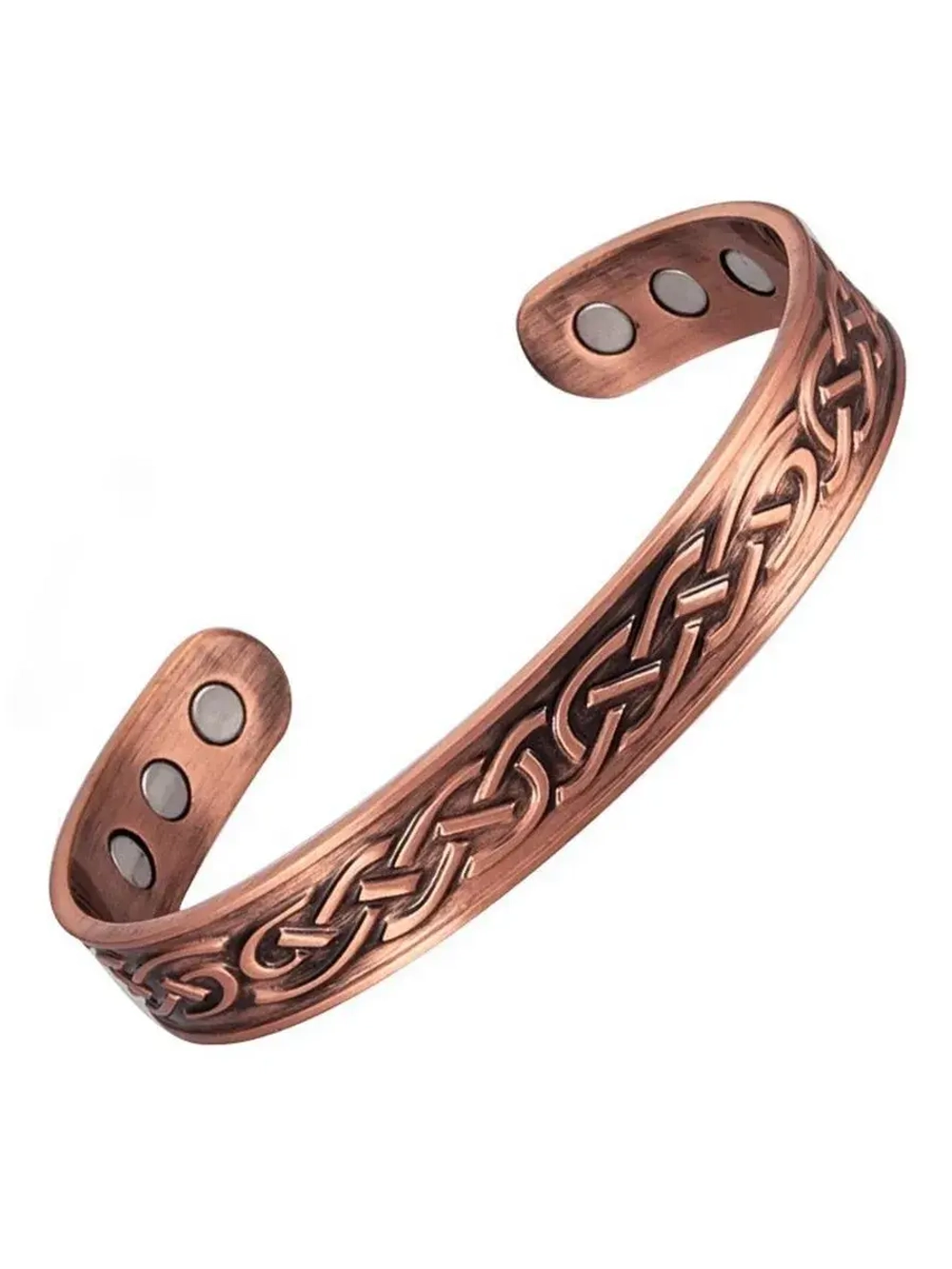 Медный магнитный браслет-манжета с орнаментом