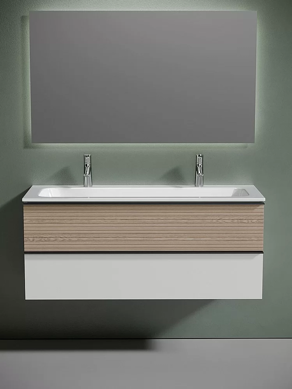 Тумба с раковиной Sancos DELTA DL120W 120 дуб светлый/белый