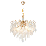 Люстра подвесная 5x60Вт Е27, металл/перламутр/хрусталь, золото/матовый/прозрачный