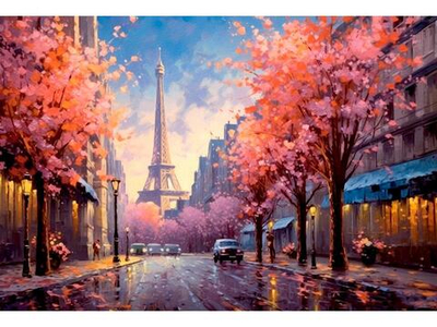 Алмазная мозаика 30х40см. "Весенний Париж" блест. с полн.заполнен.без подрам.(30цв) (Арт.НД-2678)