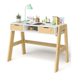Стол 34х39х75, Чек, письменный детский, стол парта, для школьника, 2 ящика, многоуровневая, компьютерный, с ножками, массив сосны, Dipriz