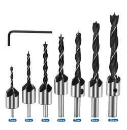 Сверла с зенкером по дереву Набор 7 шт. (3мм, 4мм, 5мм, 6мм, 7мм, 8мм, 10мм)