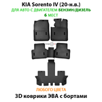 Автомобильные коврики ЭВА с бортами на 3 ряда для KIA Sorento IV (20-н.в.) бензин / дизель, для 6-ти местного авто