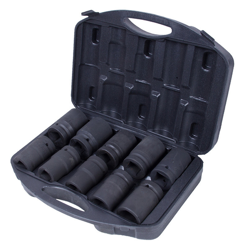 МАСТАК (100-68010C) Набор глубоких торцевых головок 1", шестигранные, 21-41 мм, для мультипликатора, 10 предметов