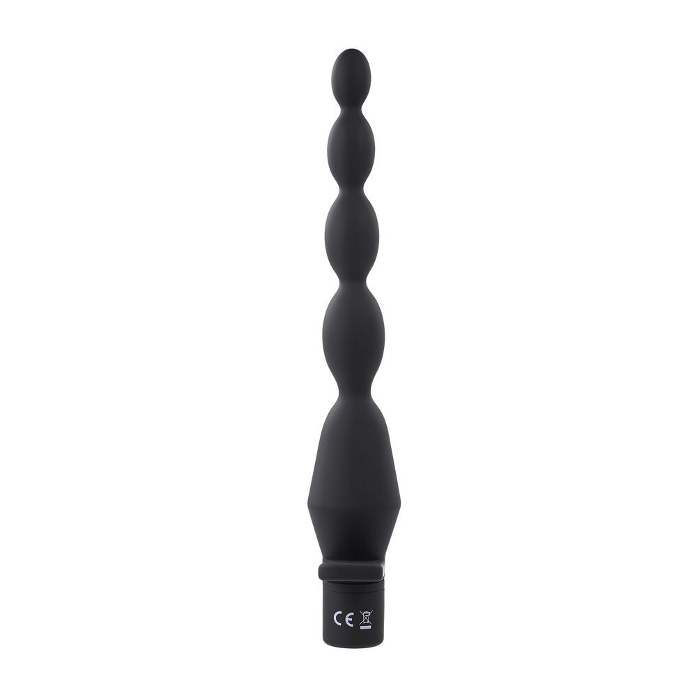 Черная анальная елочка с вибрацией Vibrating Butt Beads - 22 см.