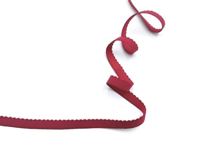 Отделочная резинка с фестонами, 8 мм, темно-алая роза, Турция, (Арт: OTR605/8-1847), м