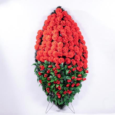 венок Алые розы и гвоздики 150 см