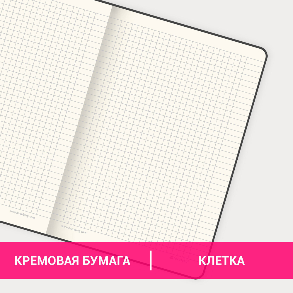 Блокнот А5 (148х218 мм) BRAUBERG "Income" 128 л. гладкий кожзаменитель клетка черный (2 штуки в упаковке)