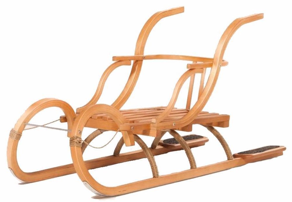 Деревянные санки Морозко удлиненные со спинкой