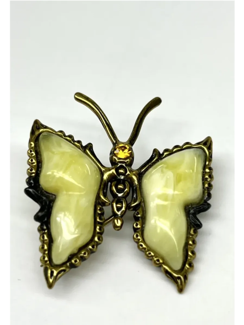 Бронзовая брошь на янтаре