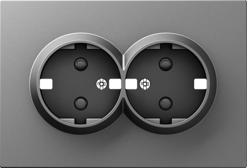 Накладка для розетки 2-й с заземлением, со шторками 16A 250 В~, сталь, серия A07