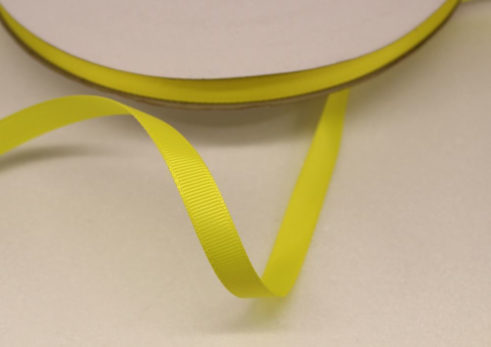 Лента репсовая однотонная 09 мм, длина 25 ярдов, цвет: желтый