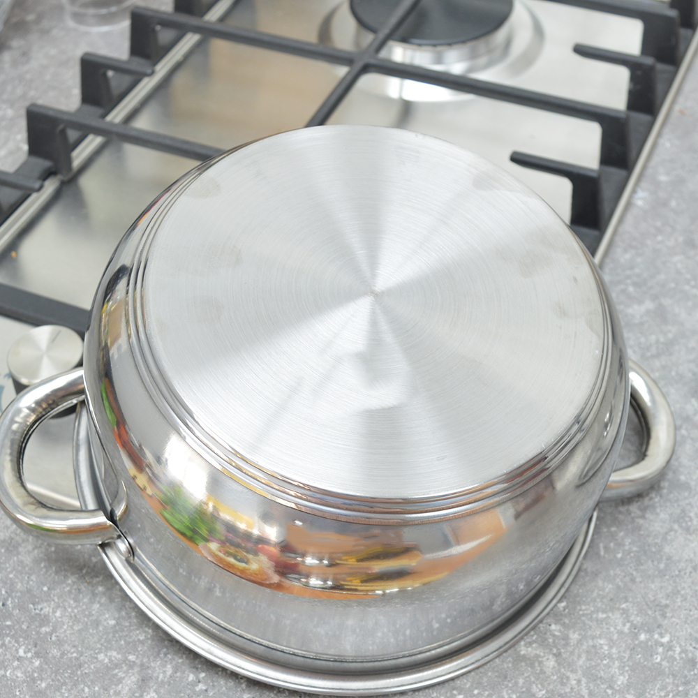 Кастрюля 2,3л 22см из нержавеющей стали, индукционное дно