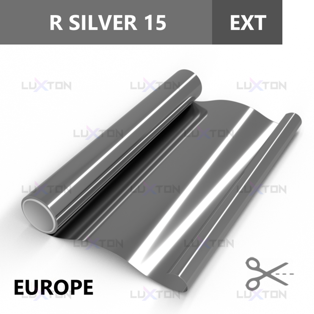 Пленка солнцезащитная зеркальная R SILVER 15 (Exterior EUROPE) LUXTON, отрез (ширина рулона 1,524)