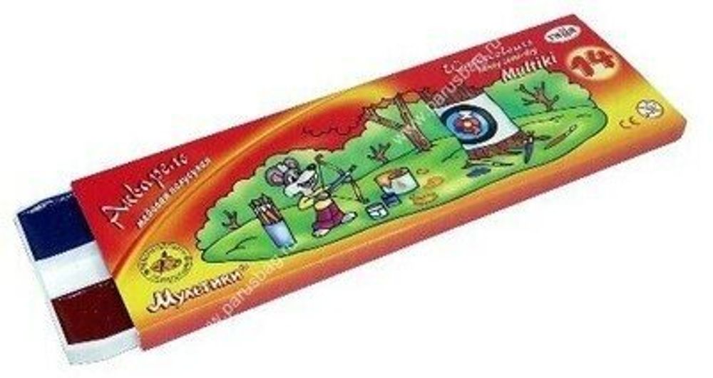 Краски акварельные ГАММА "Мультики", 14 цветов, медовые, без кисти, картонная коробка, 211050