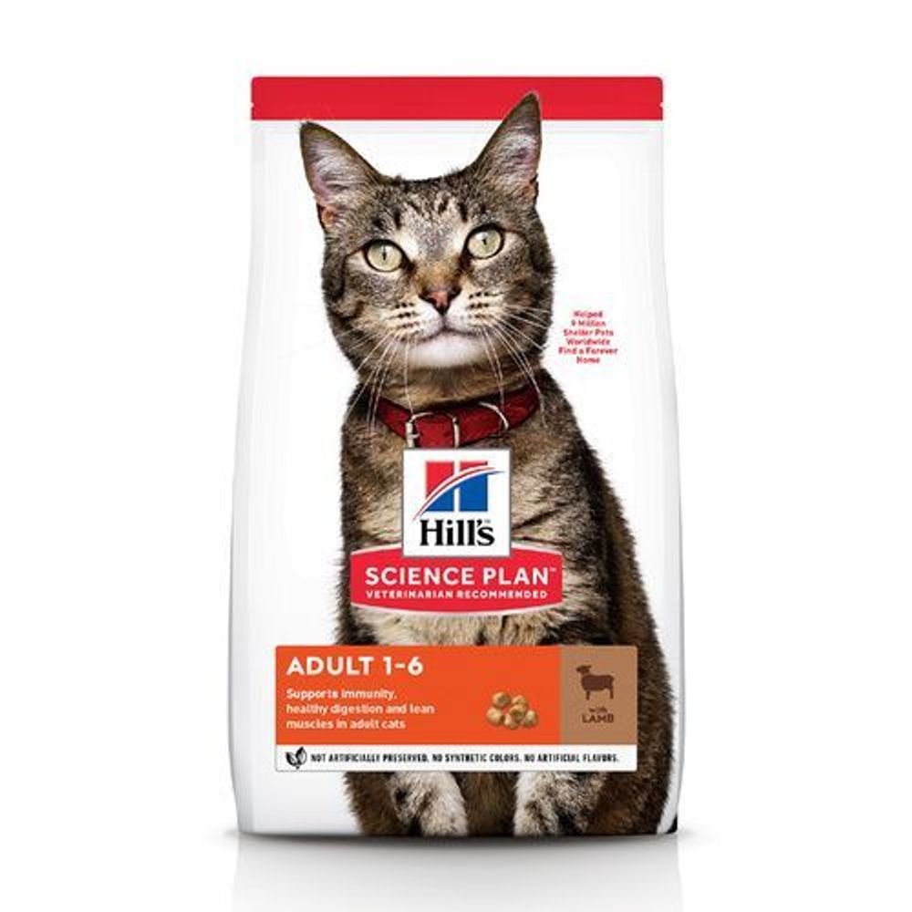 Сухой корм Hill&#39;s Science Plan для взрослых кошек для поддержания жизненной энергии и иммунитета, с ягненком 3 кг