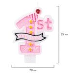 Свеча-цифра для торта "1 годик", розовая, 9,5 см, ЗОЛОТАЯ СКАЗКА, в блистере, 591444