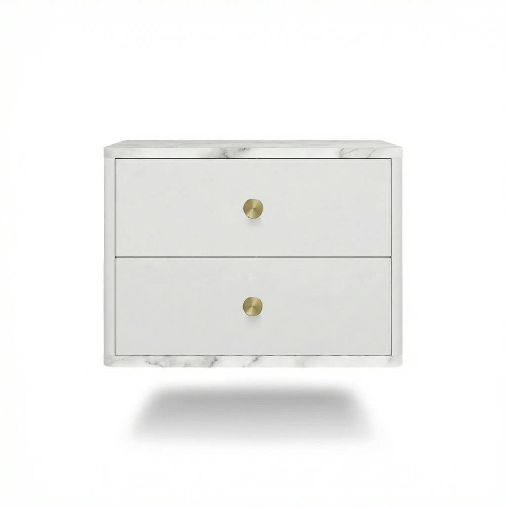 Тумба прикроватная подвесная ROYAL 5302 эко (Мрамор Каррара-р.золото)