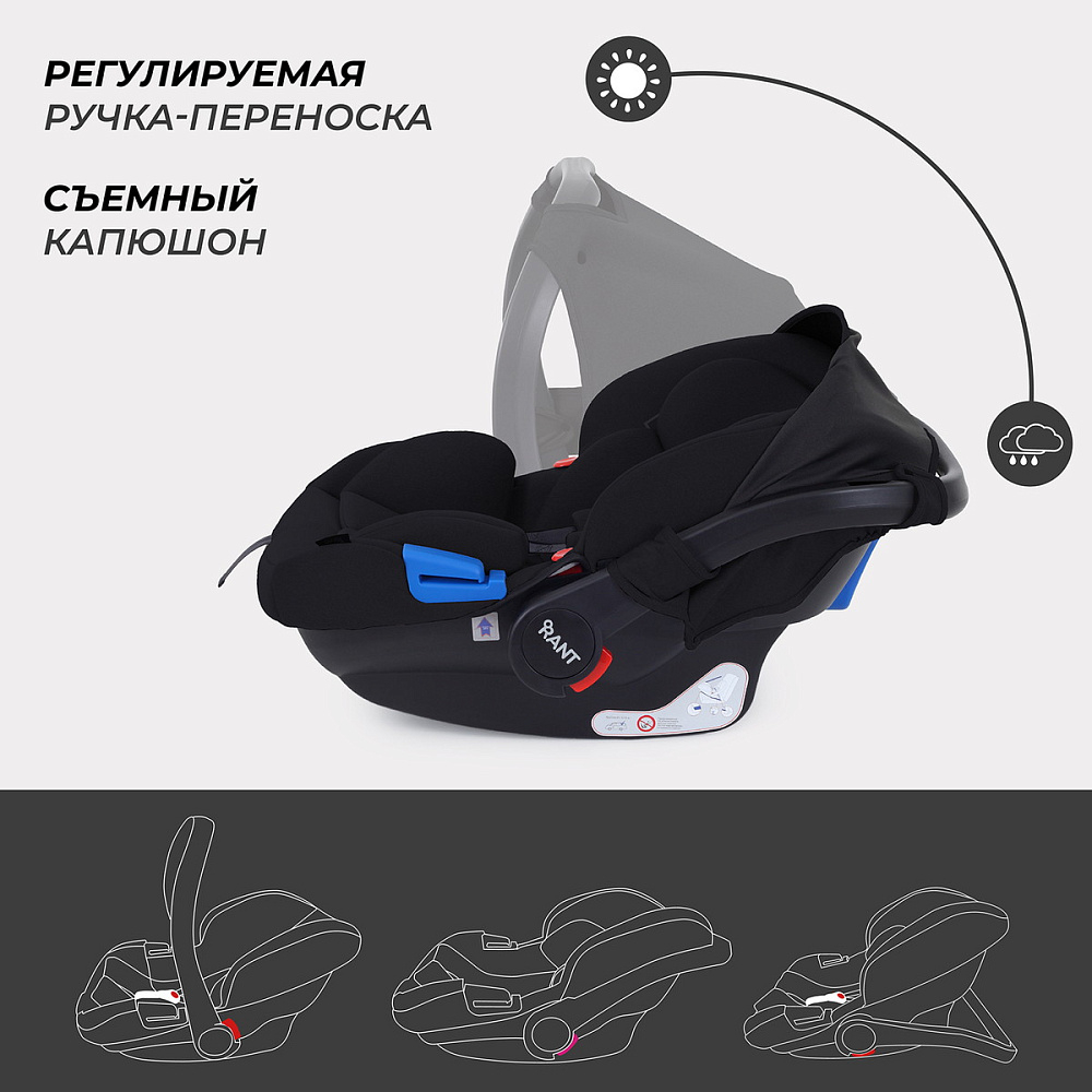 Детская коляска Rant Flex Therm Soft 3 в 1 с автокреслом Cruise Black Stone Grey