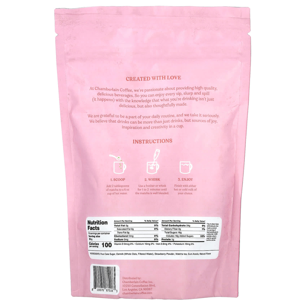 Chamberlain Coffee, Клубничный латте с овсяным молоком, 283 г (10 унций)