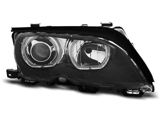 Передние фары Bmw 3 E46 angel eyes led black