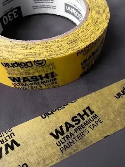 Скотч малярный (лента) на японской рисовой бумаге, Blue Dolphin WASHI (Блю Долфин), Желтый, 25мм *50м