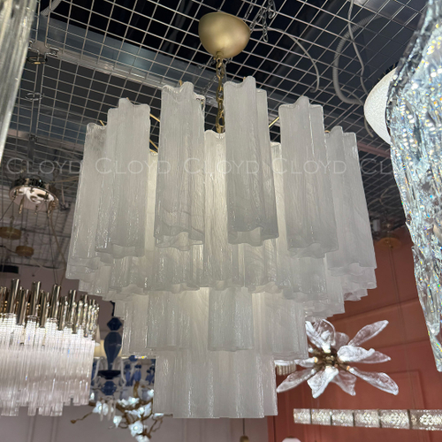 Люстра Cloyd ANNO-B C7 / Ø58 см - латунь светл. - стекло белые облака (арт.11648)