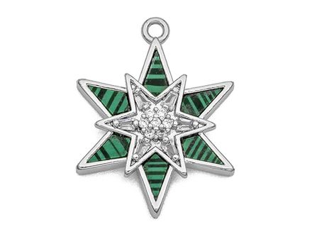 Подвеска "Звезда" 24мм, малахит (имит)