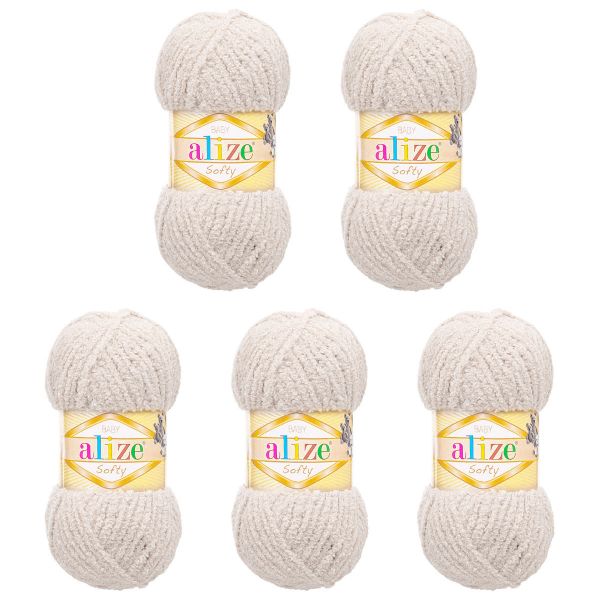Пряжа Alize (Ализе) Softy / уп.5 мот. по 50 г, 115м, 599 ванильный