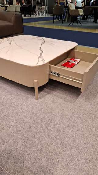 Журнальный столик с выдвижными ящиками Nomu, 90х90 см, керамика