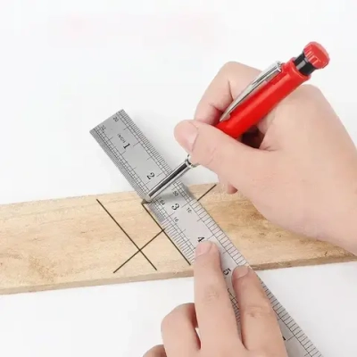 Карандаш строительный механический с точилкой, с комплектом грифелей(корпус красный/оранжевый)