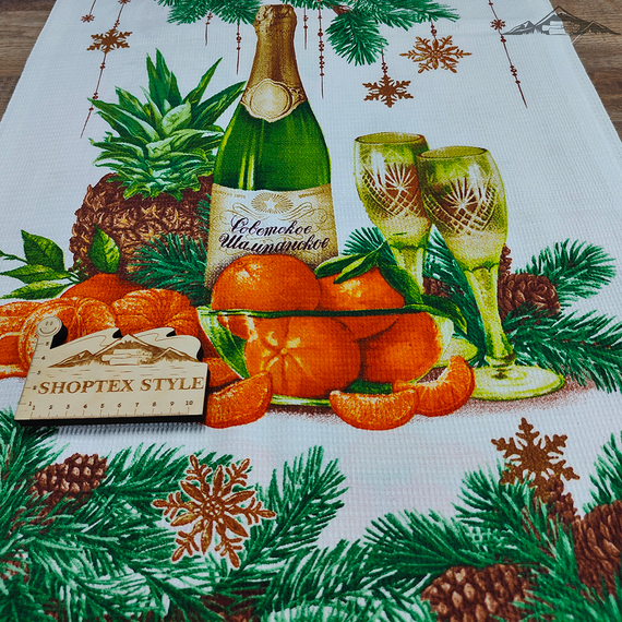 Вафельное полотно &quot;Новый год&quot; | ш.50 см | 170 г/м² | хлопок-100%