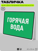 Табличка для обеспечения безопасности "Горячая вода", для производства, предприятия, организаций, 40х30 см, Silver Plane x Айдентика Технолоджи