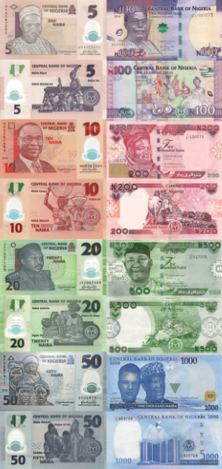 Нигерия 2024 набор 8 банкнот UNC ПРЕСС