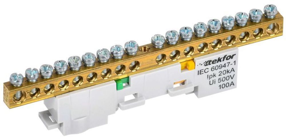 Шина PE "земля" неизол. на универс. держ. 6х9-18-Ж TEKFOR IEK TF-NN10-18-DL-K05