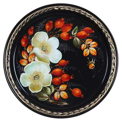 Жостовский поднос декоративный, размер 22 см (A5), металлический