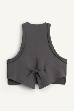 ZARA ТОП С ЗАВЯЗКАМИ, АНТРАЦИТОВО-СЕРЫЙ