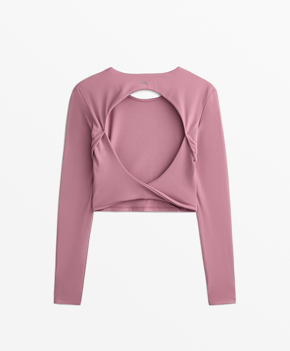 Oysho Футболка с длинным рукавом Comfortlux, светло-баклажановый