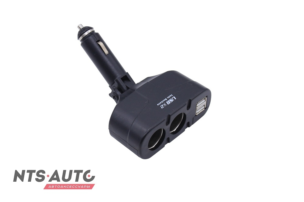 Разветвитель прикуривателя 2гнезда + 2USB+ цельный Weifeng WF003