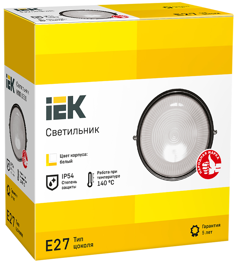 Светильник НПП1301 белый/круг 60Вт IP54 IEK