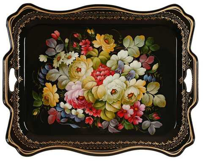 Жостовский поднос декоративный, размер 48х39 см (A23), металлический