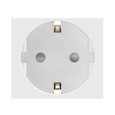 Розетка силовая 2Р+Е, со шторками, «Viva», 2 мод., цвет белый