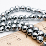 Гематит Шар граненый бусины (имитация), цвет серебристый, размер около 6 мм, цена за 15-16 шт (1/4 нити)