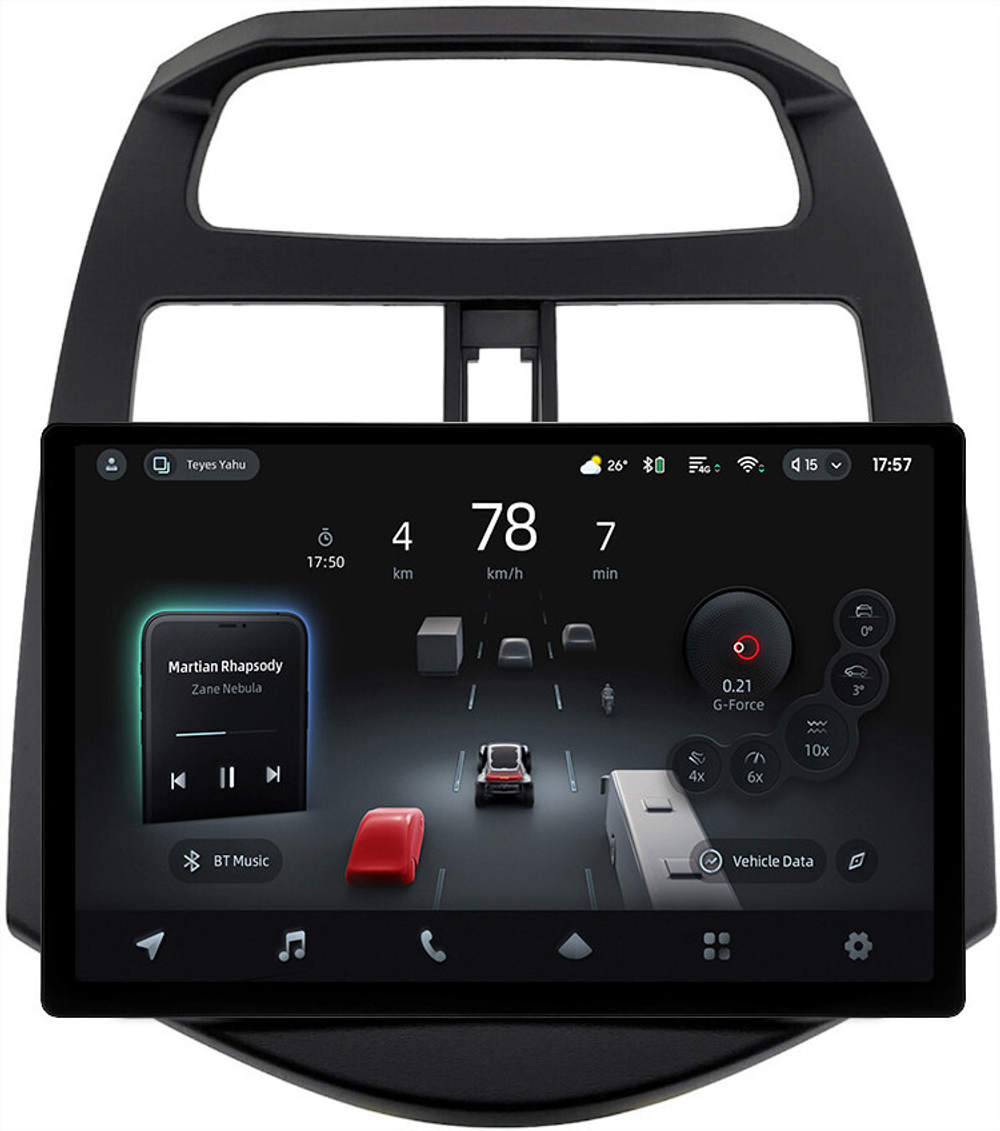 Магнитола для Chevrolet Spark M300 2009-2022, Ravon R2 (рамка матовая) - Teyes CC4-PRO монитор 13" 2K QLED на Android 13, Snapdragon 778G, 8+128, AI, CarPlay, DSP, 4G SIM-слот