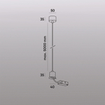 TR2124-BK Подвод питания для подвесного монтажа трека SMART BASE, АС 220-240V, IP20, 5м, черный, алюминий