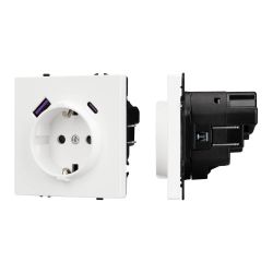 Механизм розетки с USB зарядкой SCT-NOBE-MUAC-SFPL-WH (230V, 16A) (Arlight, Белый кварц) 054284