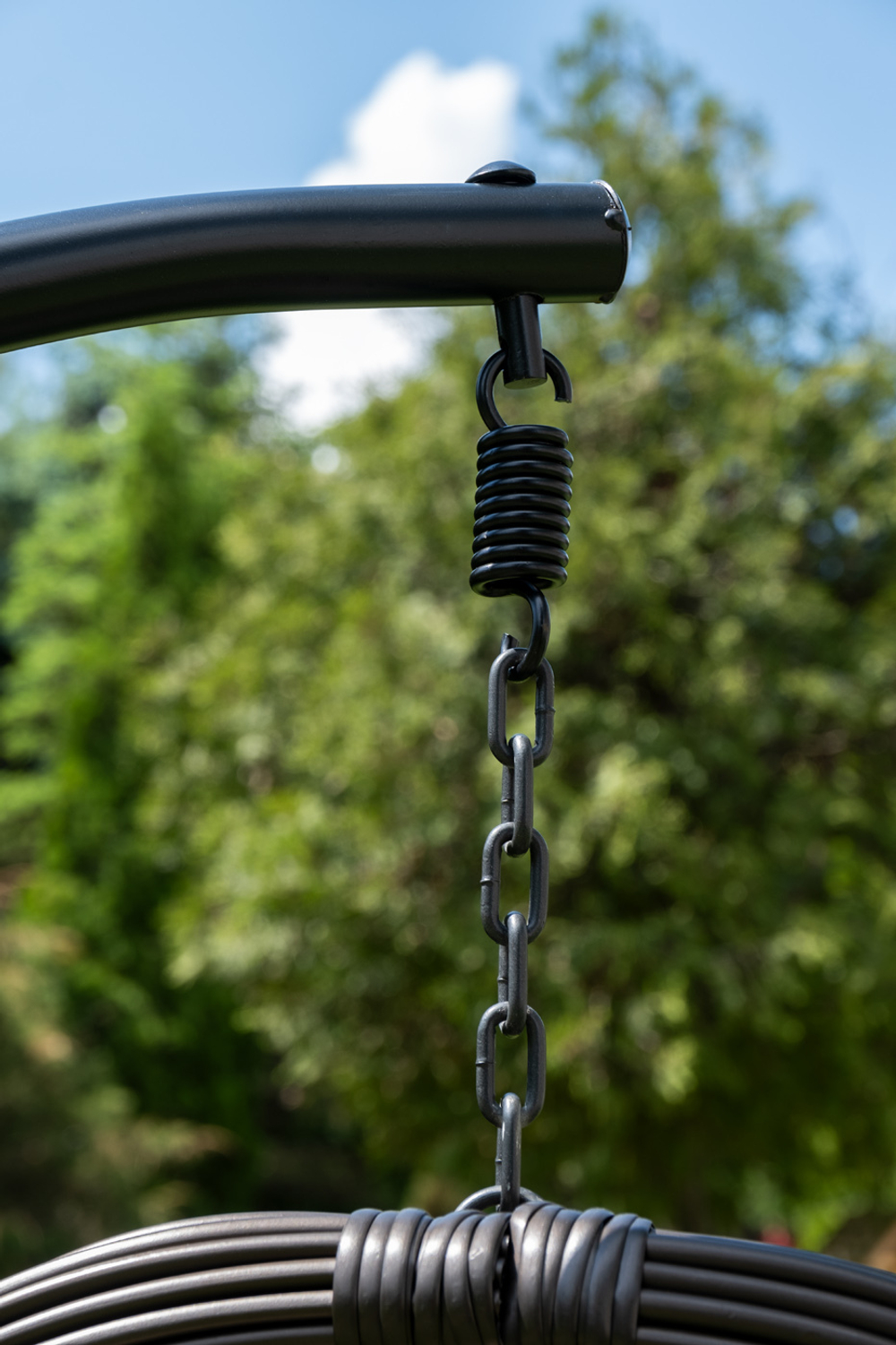 "Венеция" подвесное кресло-кокон из искусственного ротанга, цвет соломенный с бежевой подушкой