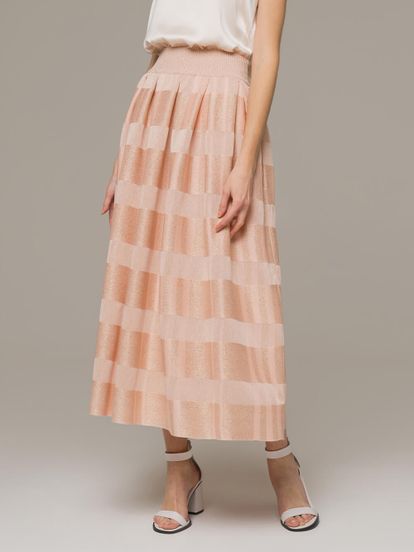 Женская юбка миди персикового цвета - фото 2