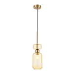 Подвесной светильник 1x60Вт E14, металл/стекло, античная медь/янтарный